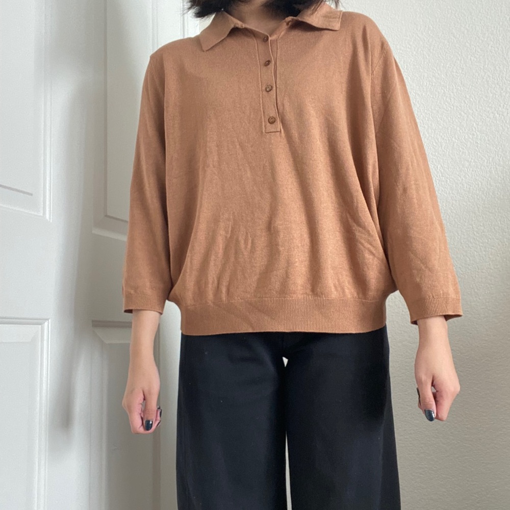 Camel long sleeve with collar